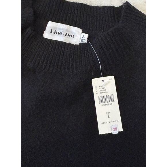 ANTHROPOLOGIE LINE & DOT BLACK SWEATER Size L BLACK TIERED RUFFLES PULLOVER NEW - Picture 7 of 9